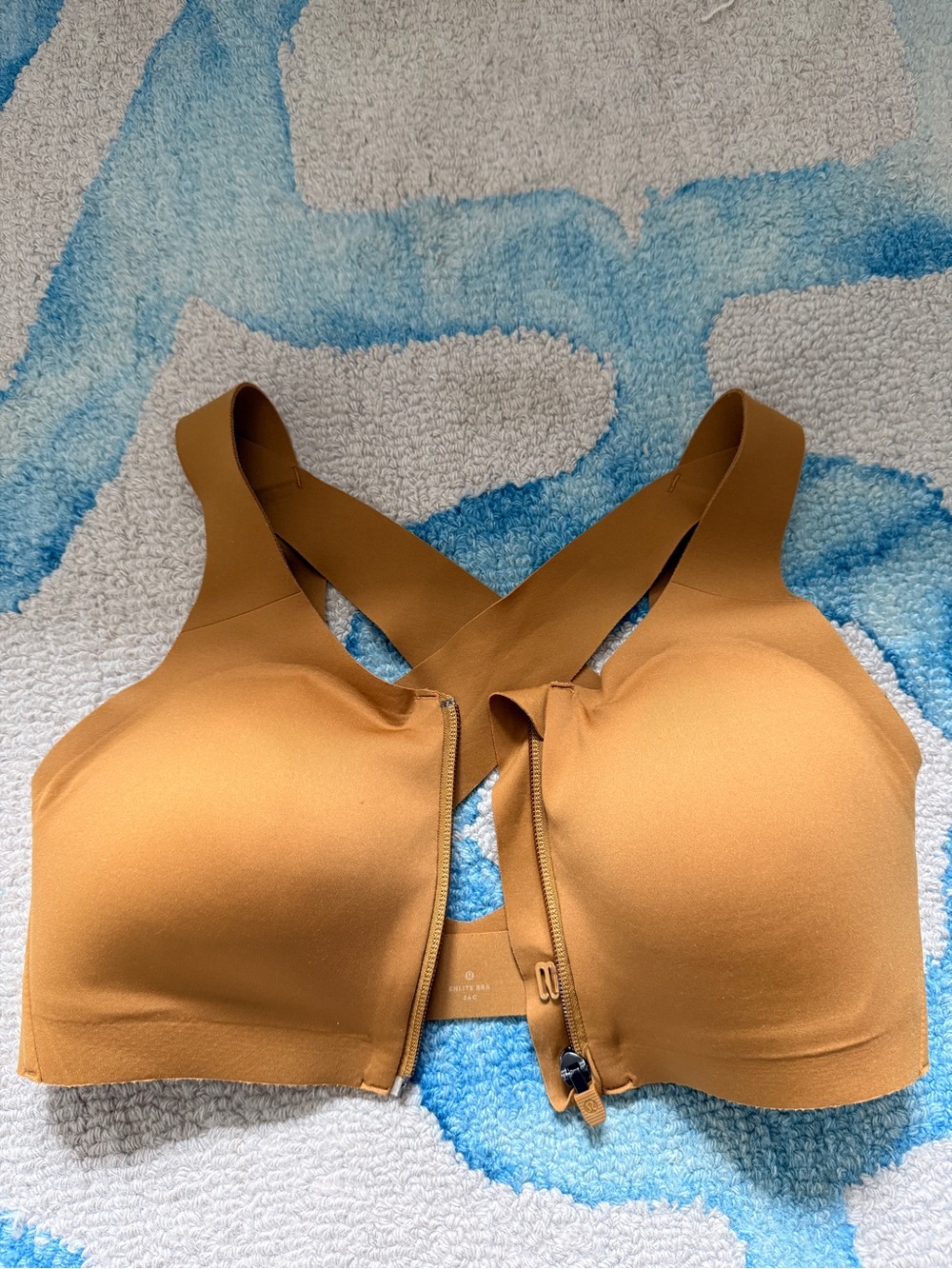 lululemon athletica front-zip wireless bra in camel brown